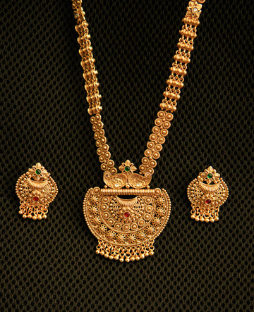 Long Ethnic Necklace with Earrings