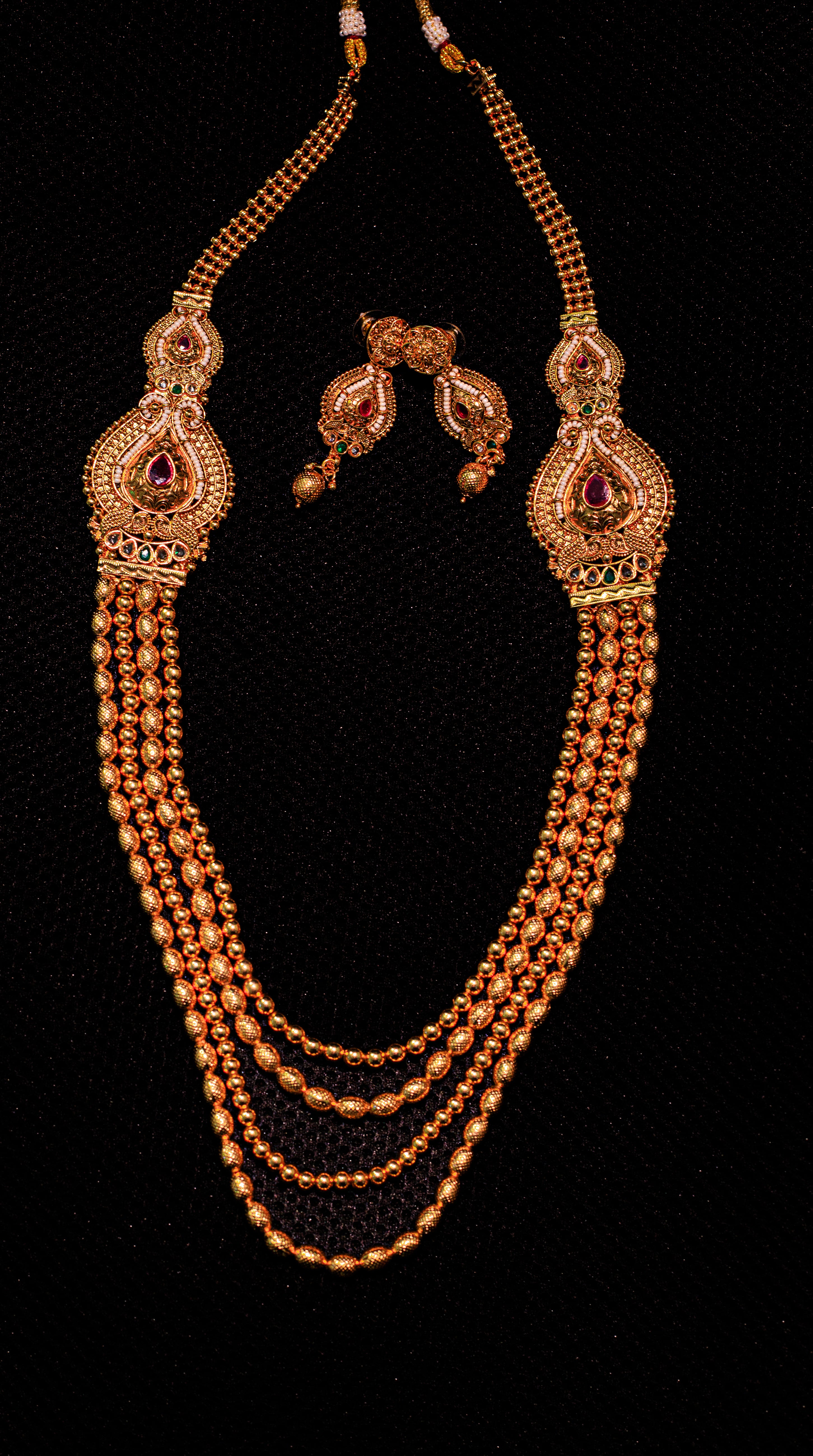 Long polki designed Necklace with Earrings