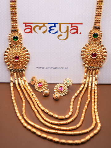 Long Polki design necklace with earrings