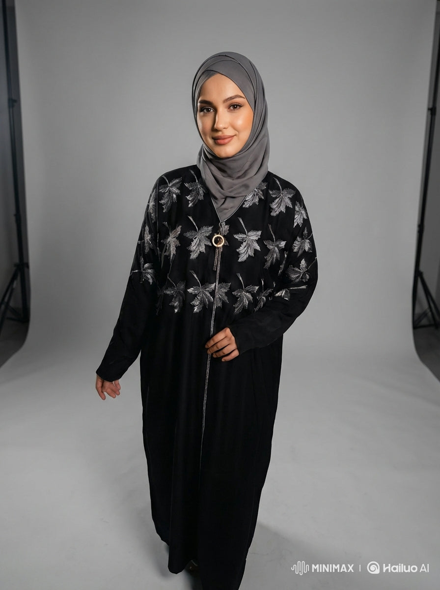 The Ivy &amp: Leaf Embroidered Abaya