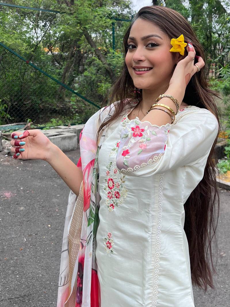 Chanderi Silk Stitched Kurti with Embroidery Work