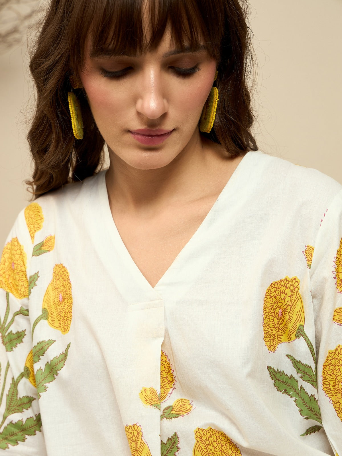 White Printed Straight Pure Cotton Kurta Pant Set