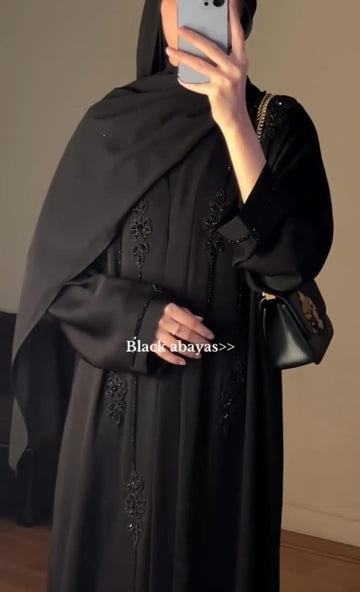 Fabric Fancy Handwork Front-Open burqa