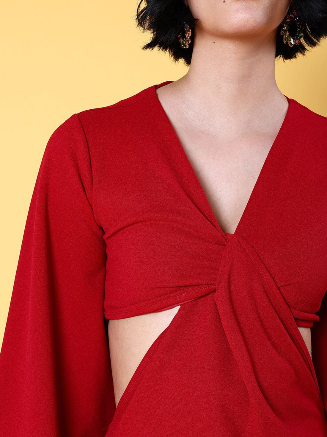 Deep Neckline with Bell Sleeves Mini