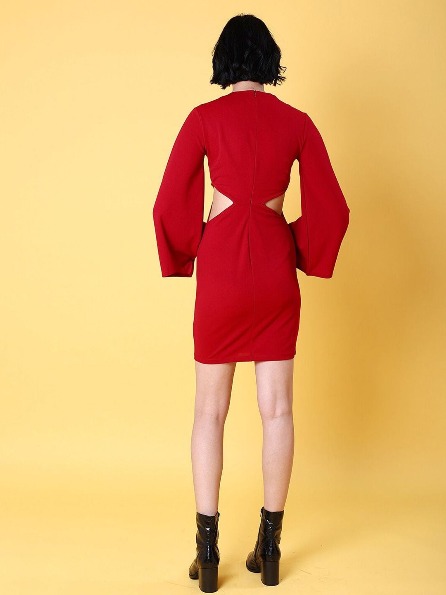 Deep Neckline with Bell Sleeves Mini