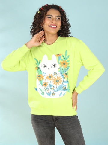 Floral Lime Green Sweat shirt