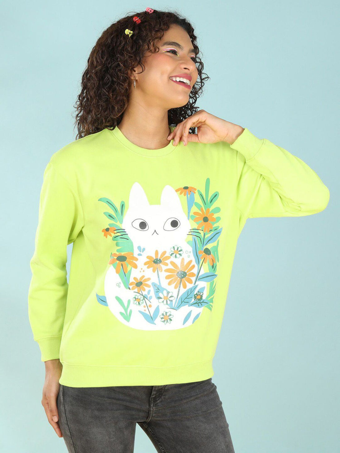 Floral Lime Green Sweat shirt