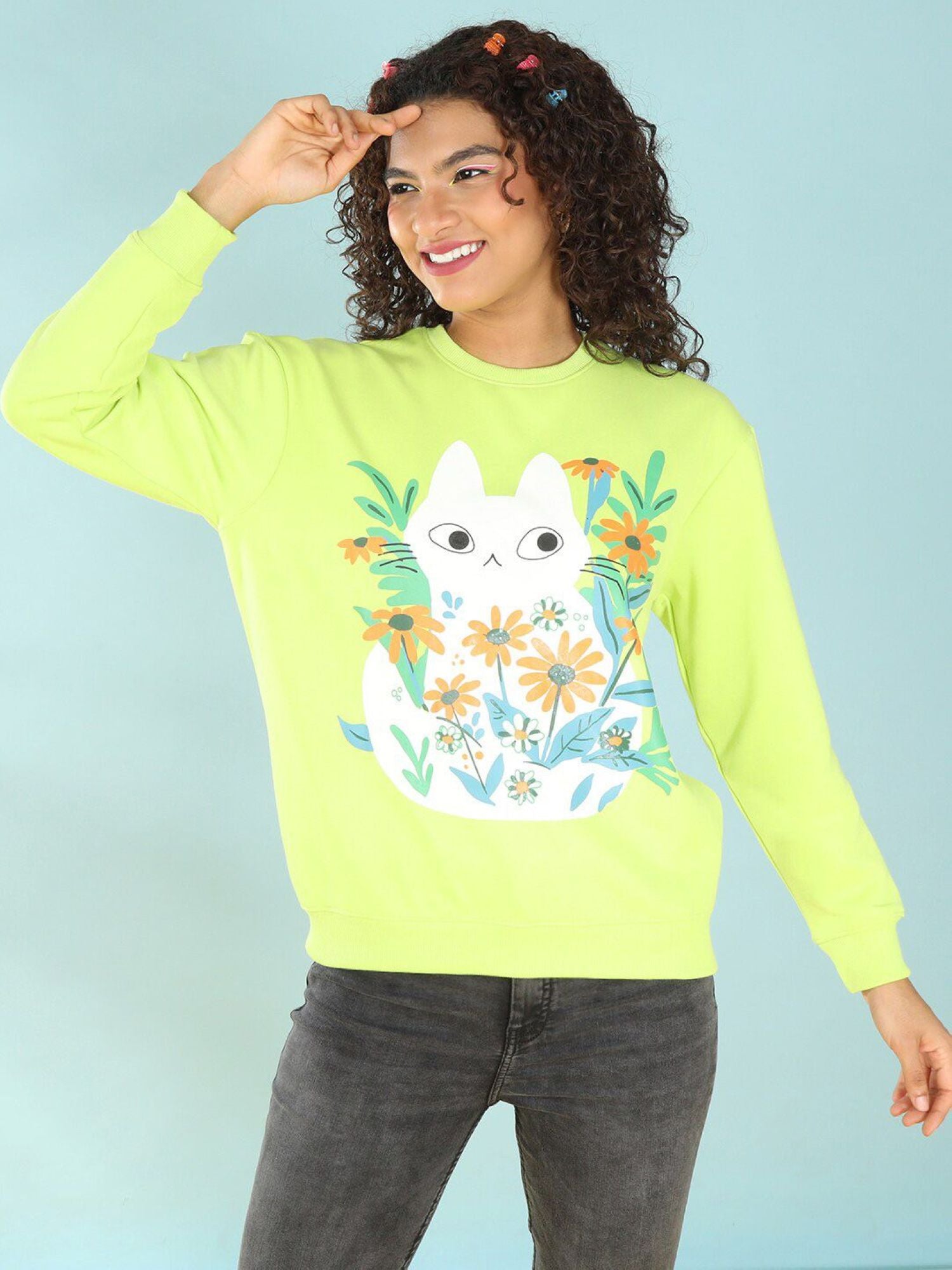 Floral Lime Green Sweat shirt
