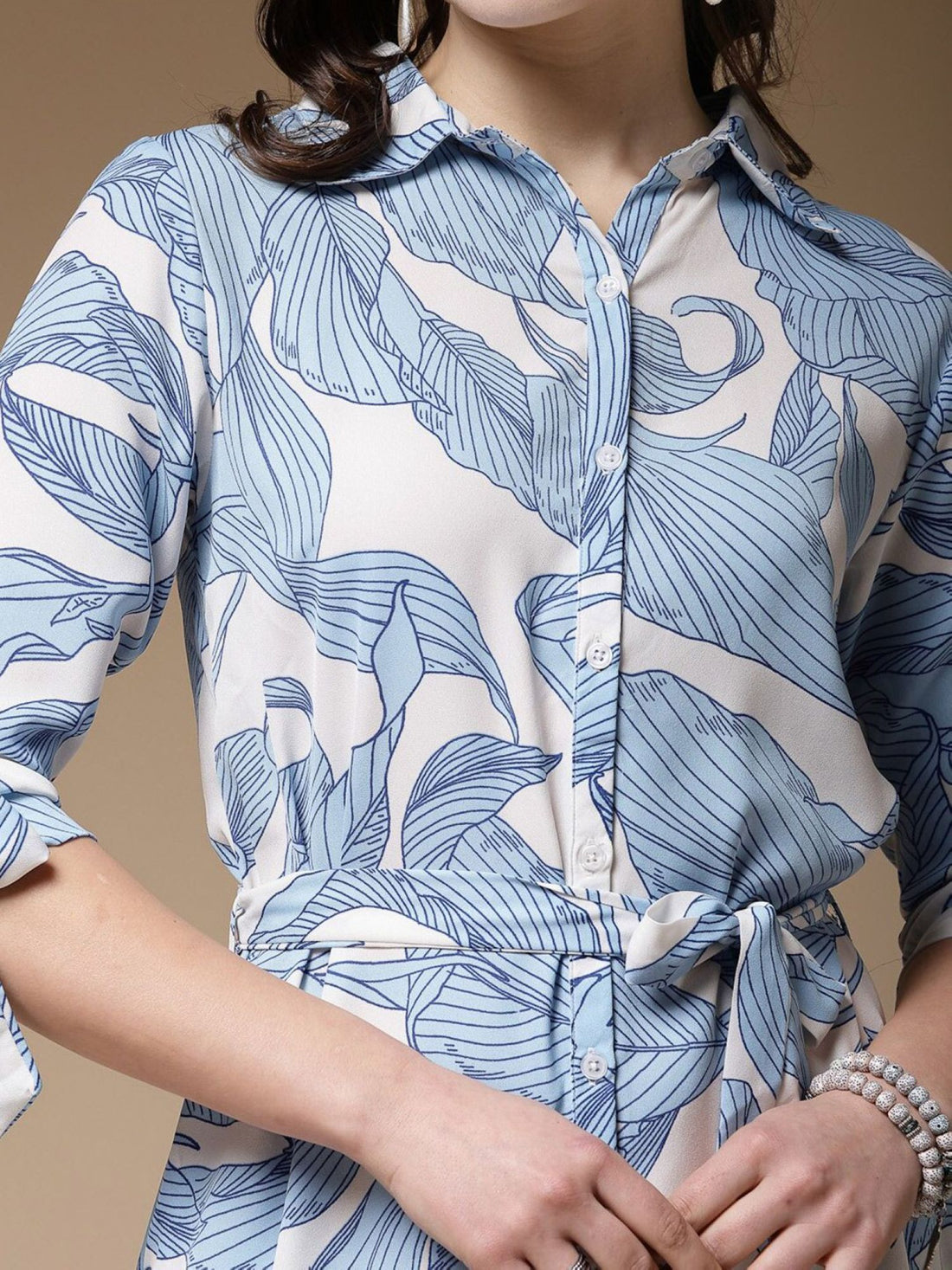 Front open Blue floral Midi