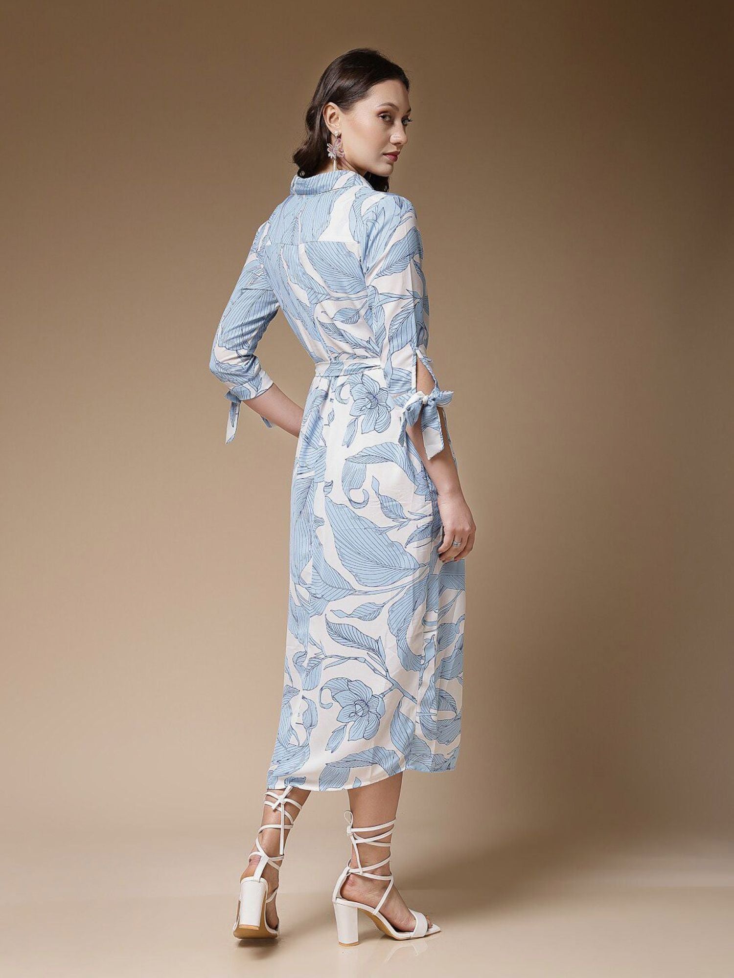 Front open Blue floral Midi