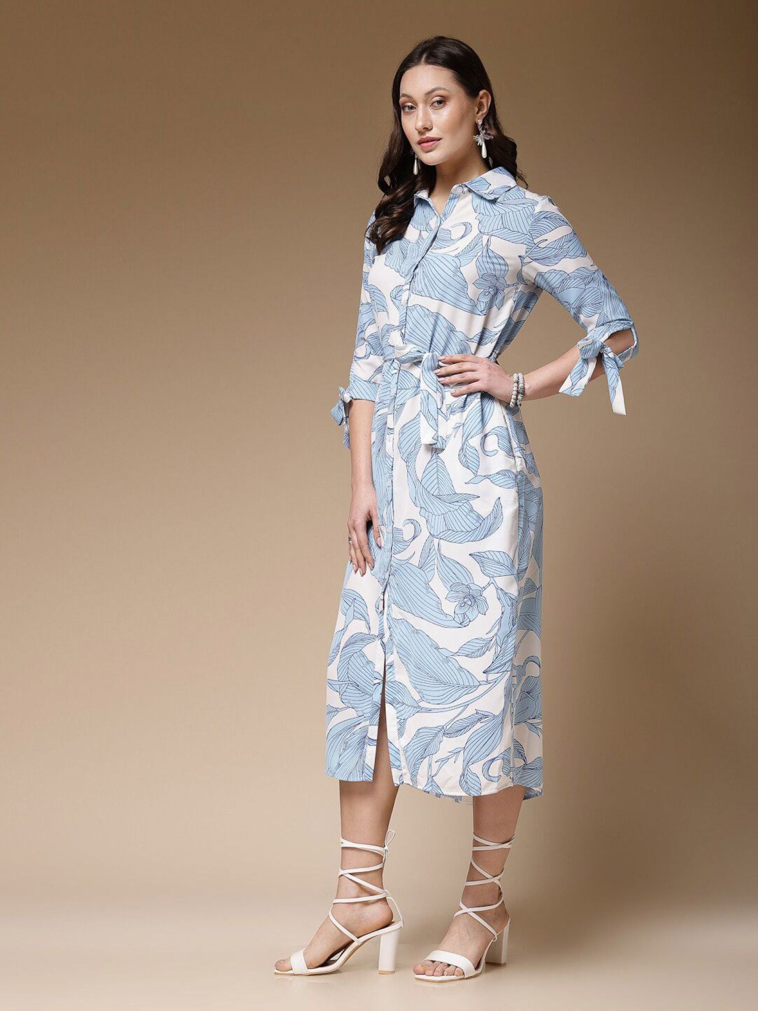Front open Blue floral Midi