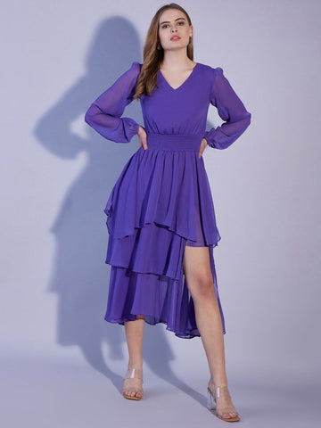 Purple Ruffled Midi