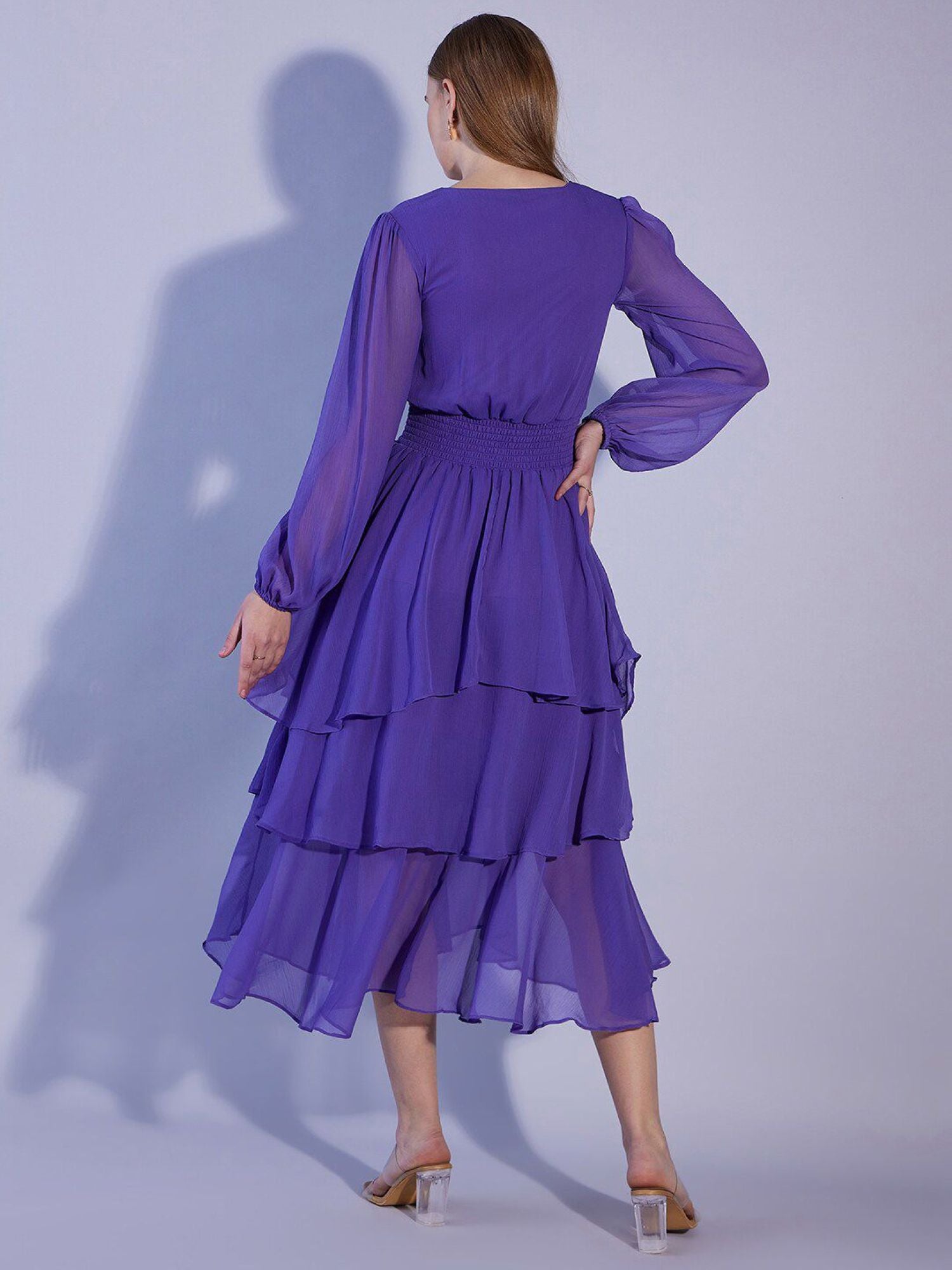 Purple Ruffled Midi