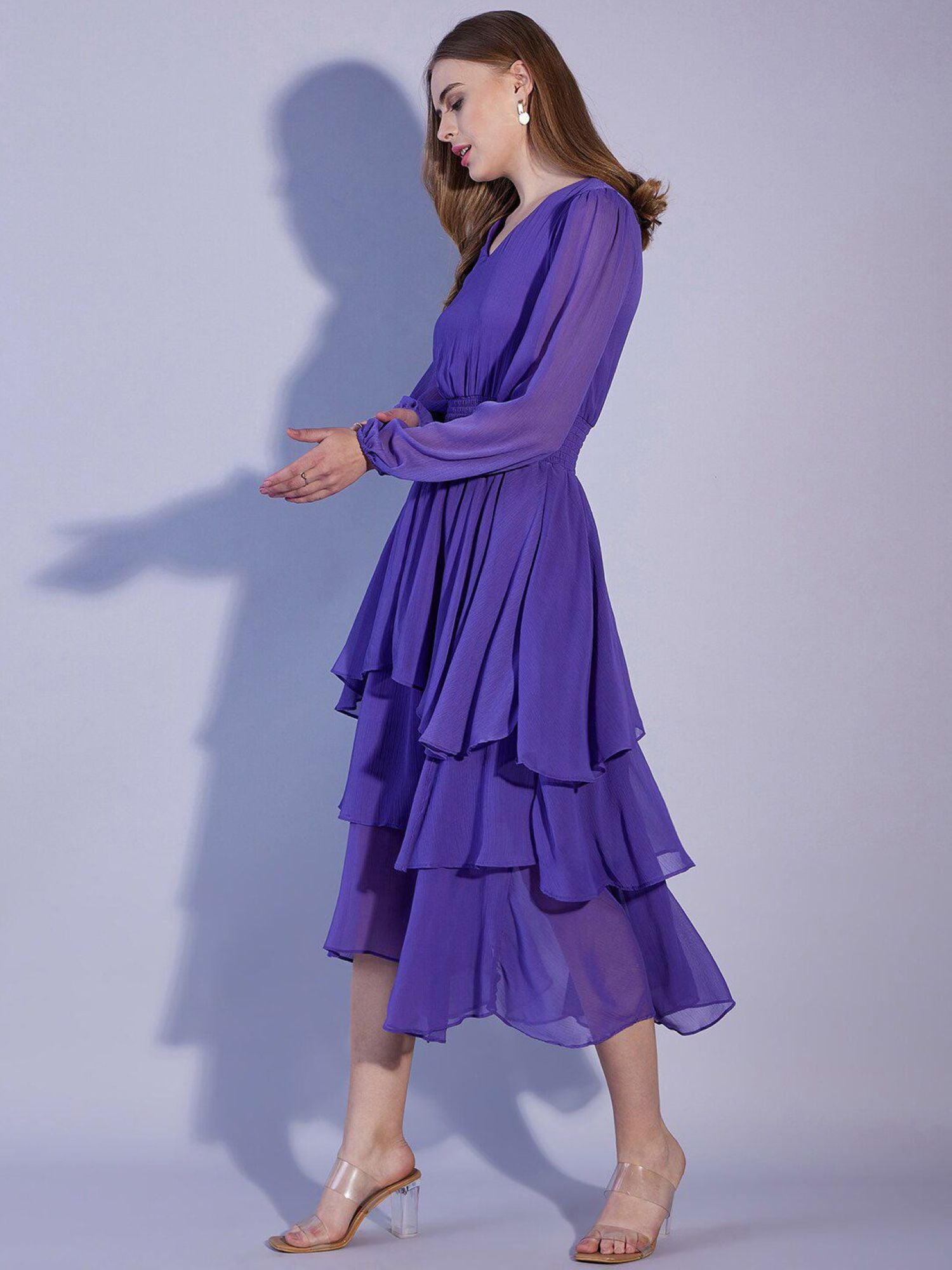 Purple Ruffled Midi