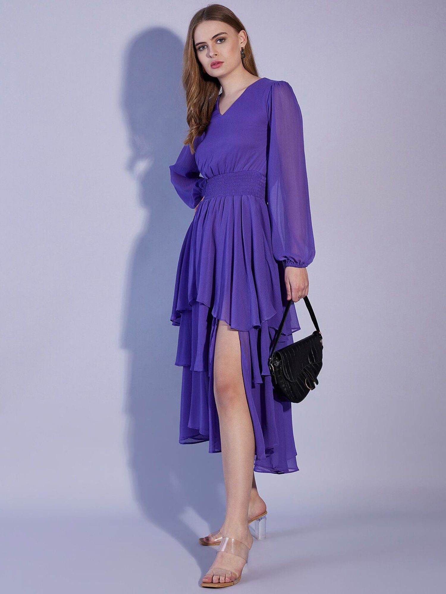 Purple Ruffled Midi