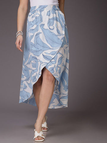 Blue and white patterned skirt