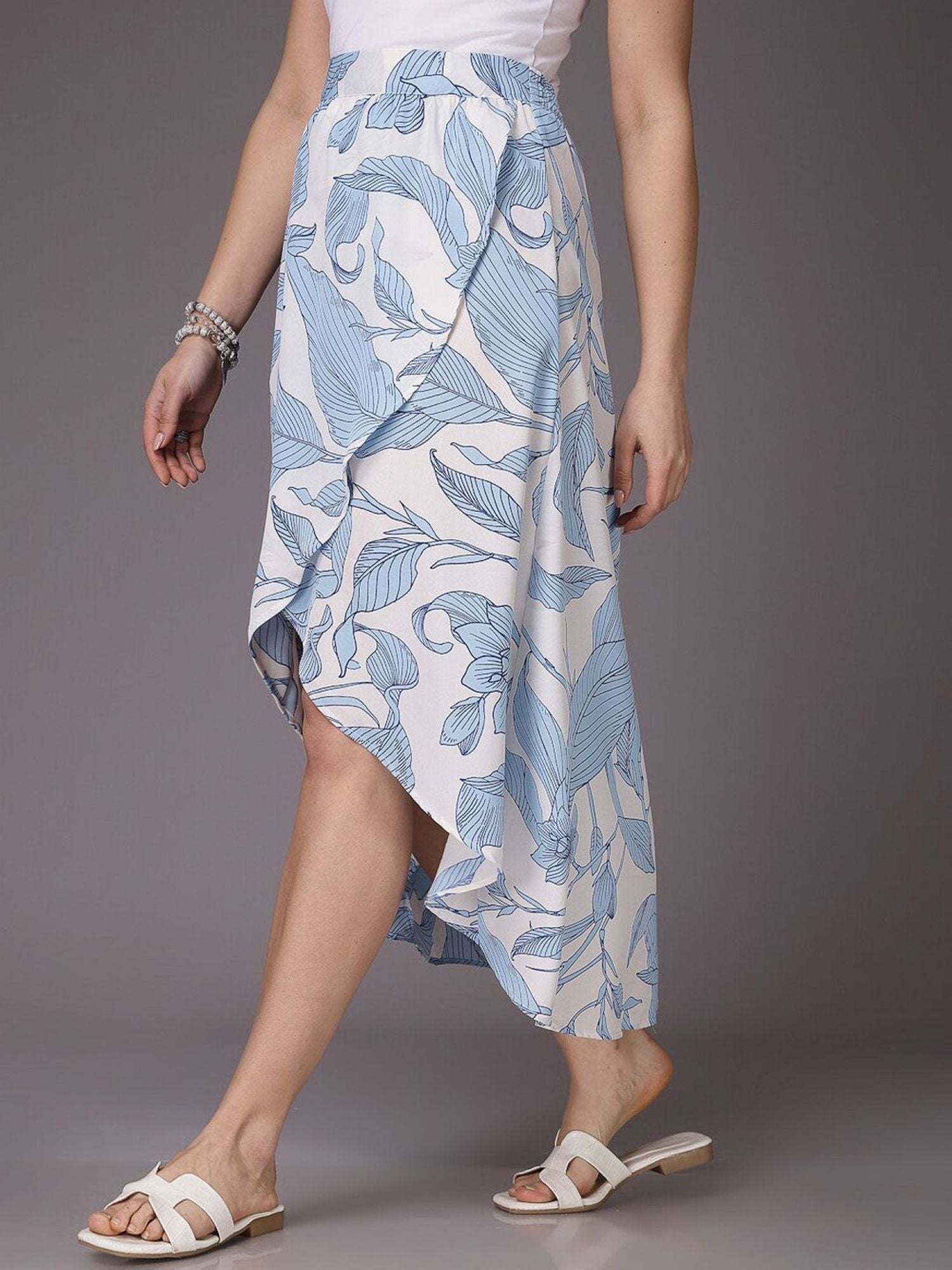 Blue and white patterned skirt