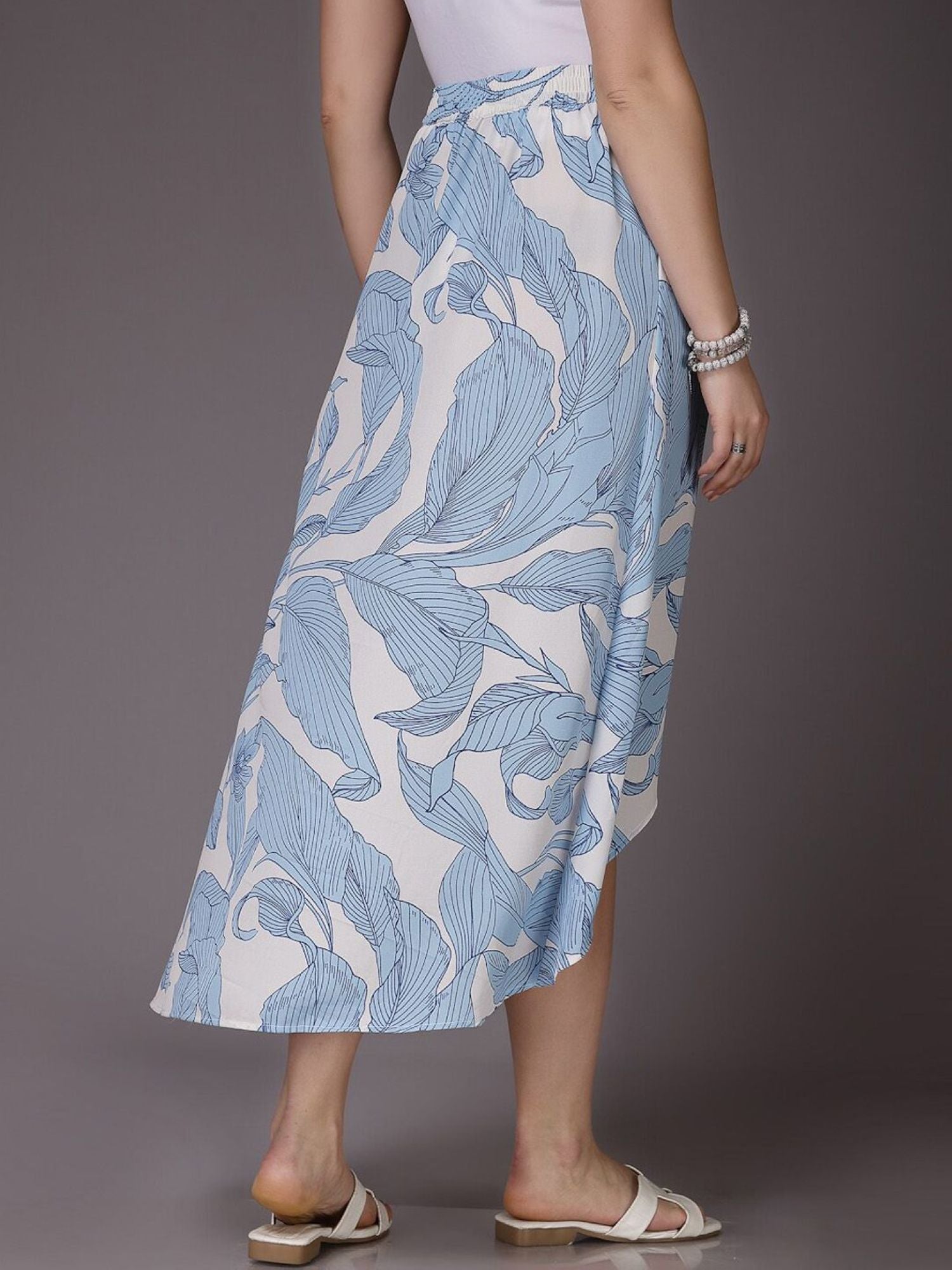 Blue and white patterned skirt