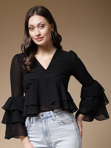 Black Ruffled Blouse