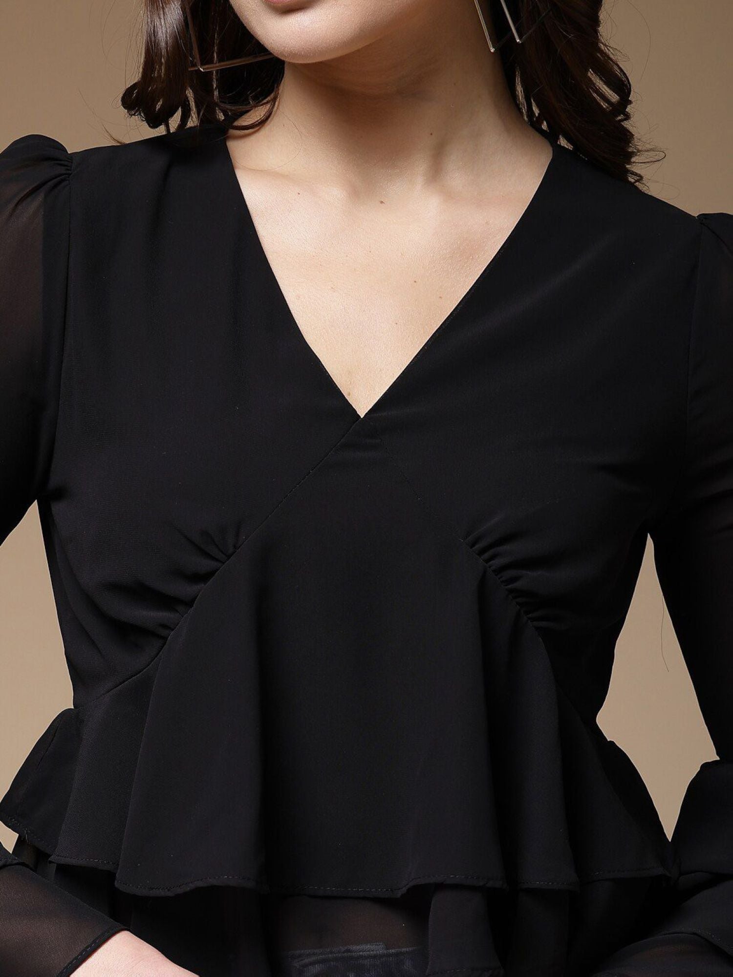 Black Ruffled Blouse