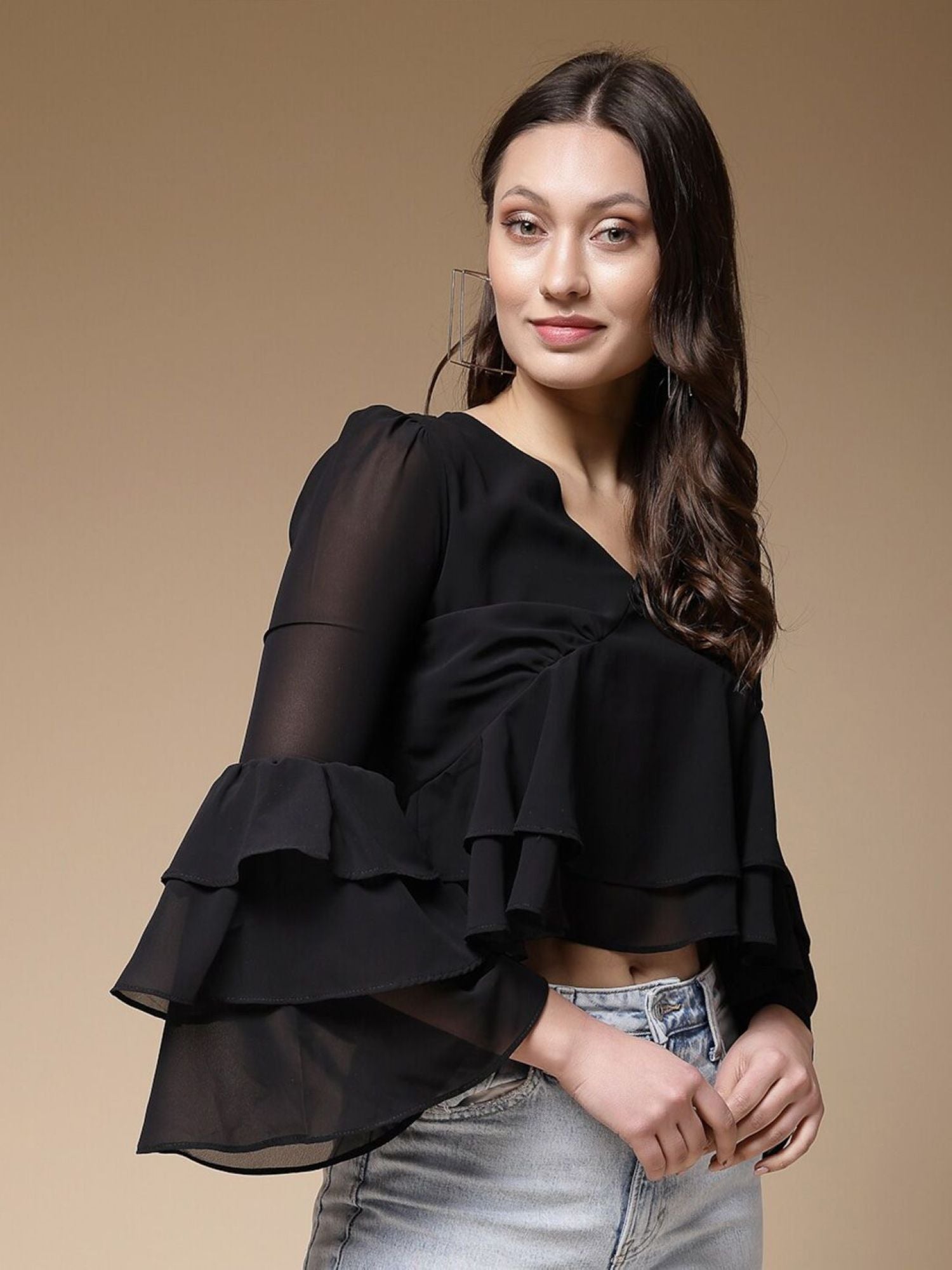 Black Ruffled Blouse