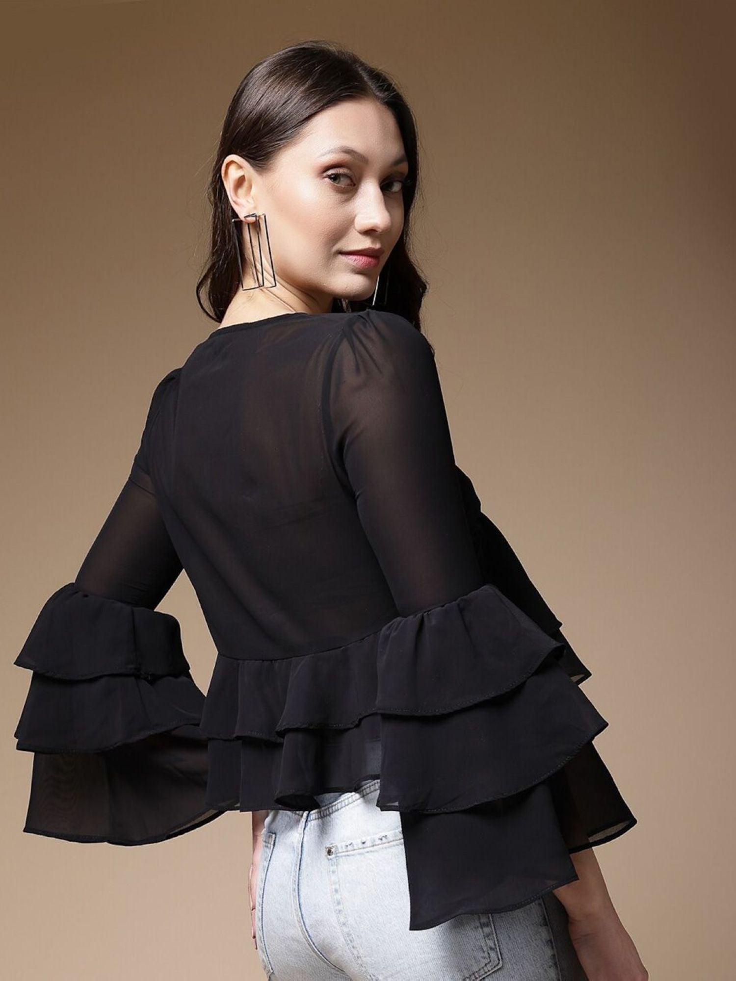 Black Ruffled Blouse