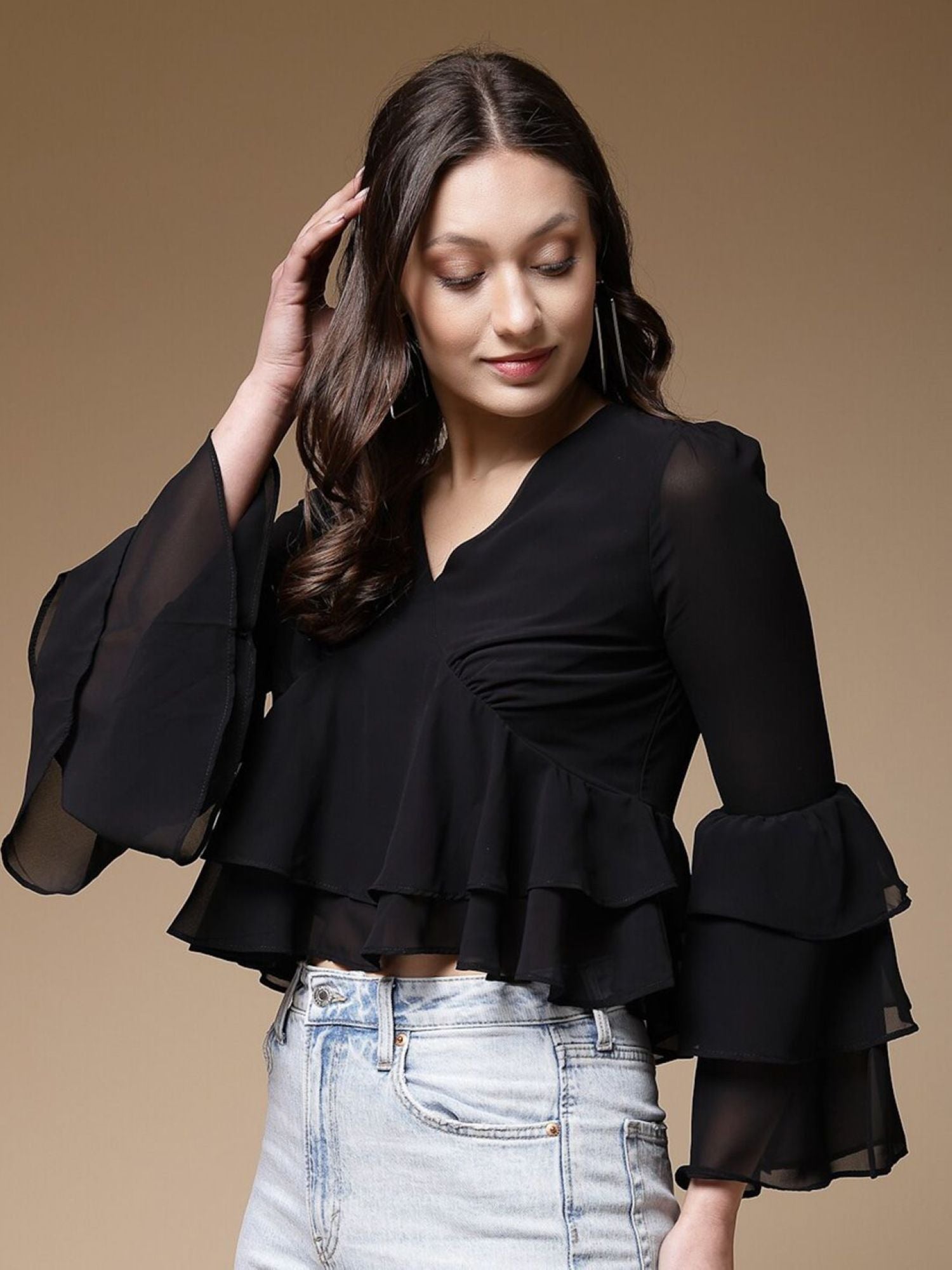 Black Ruffled Blouse