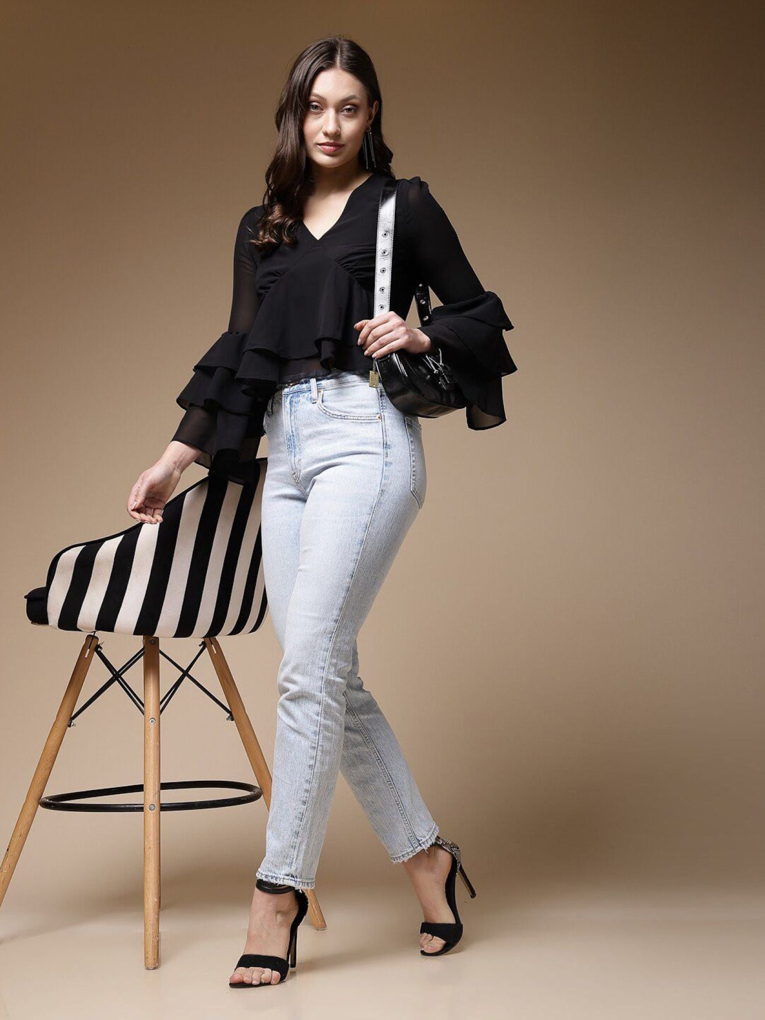 Black Ruffled Blouse