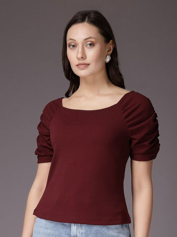 Women Stylish Top - Burgundy