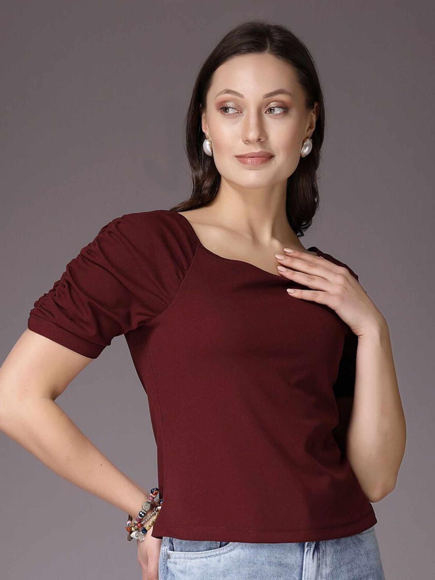 Women Stylish Top - Burgundy
