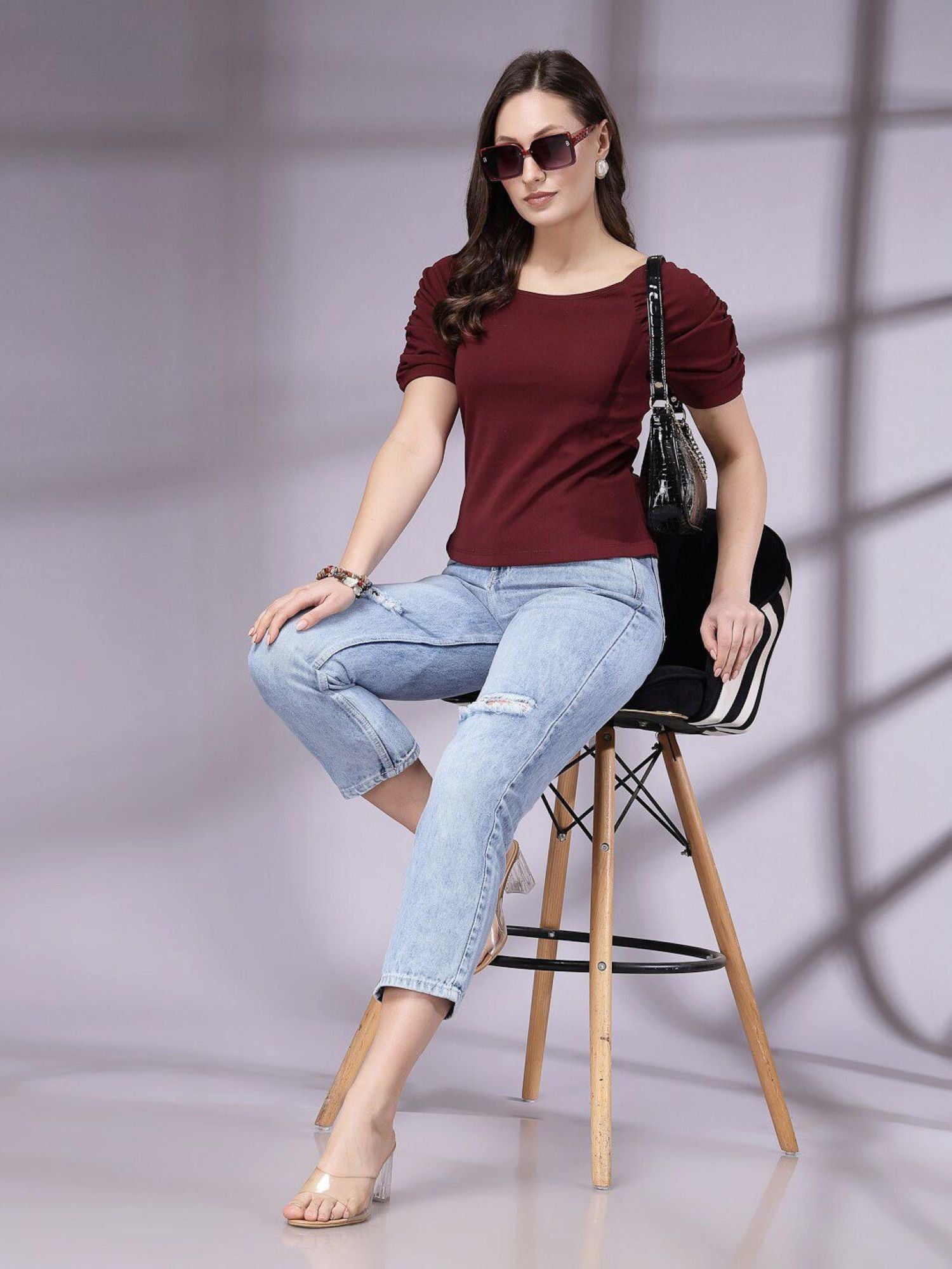 Women Stylish Top - Burgundy