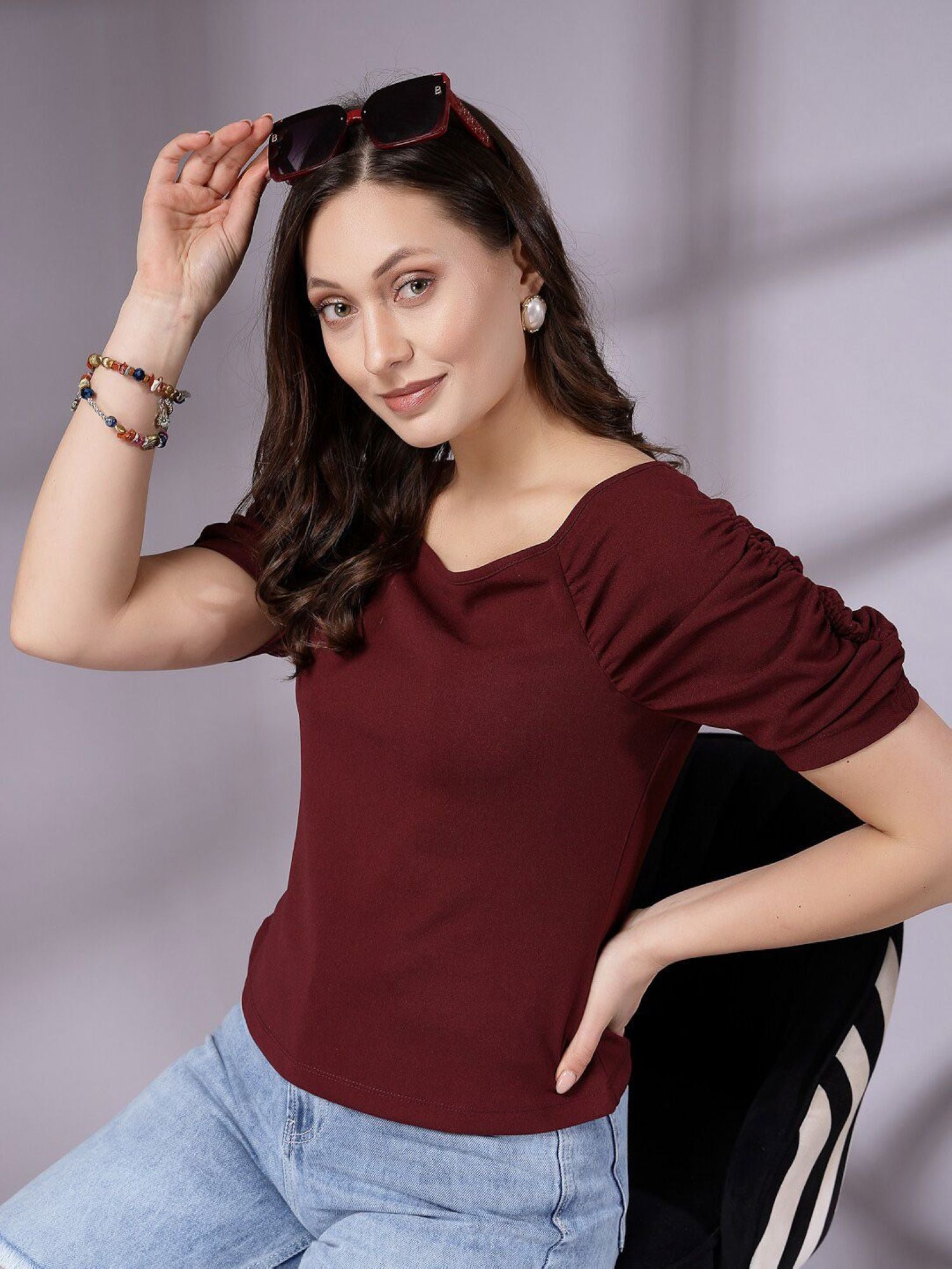 Women Stylish Top - Burgundy
