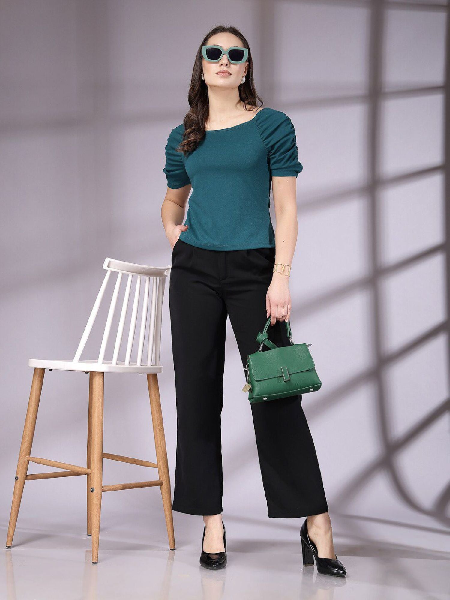 Women Top Emerald Green