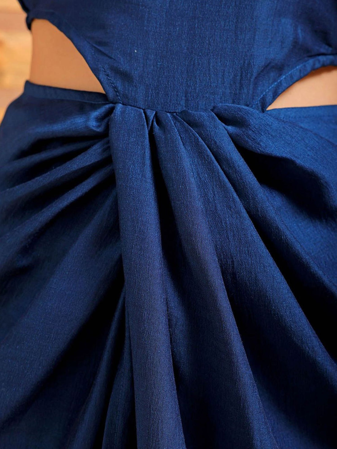 Sleeveless Cut-Out Draped Maxi Dress (with Side Slit)