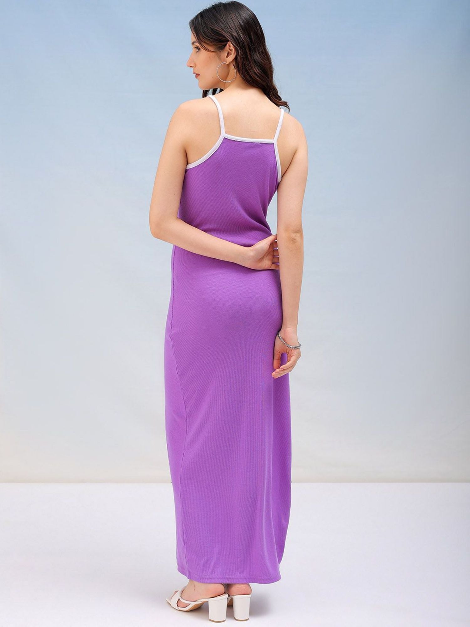 Slip-Style Dress with Contrast Piping