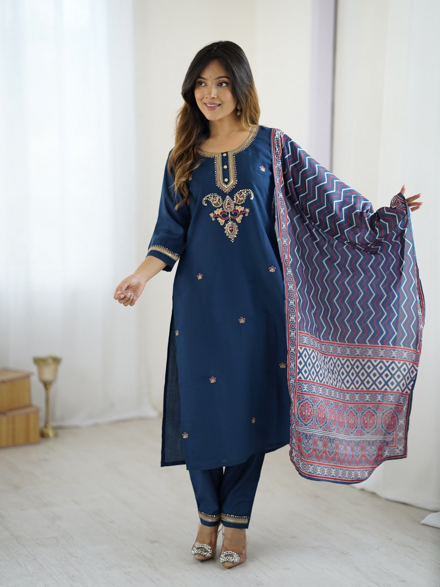 Chanderi Kurta Pant with Dupatta