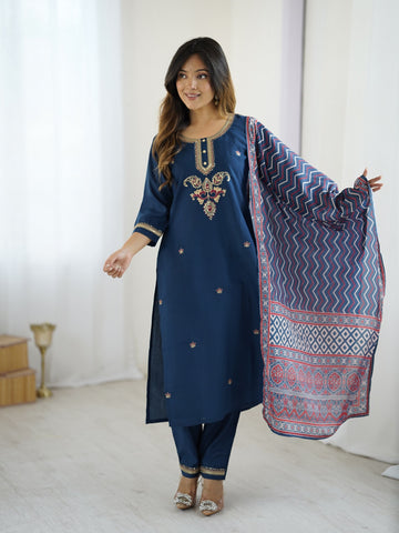 Chanderi Kurta Pant with Dupatta