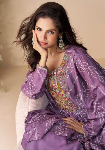 EMBROIDERED TOP WITH HAND EMBELLISHED WORK PONCHO STYLE  WITH PLAZZO