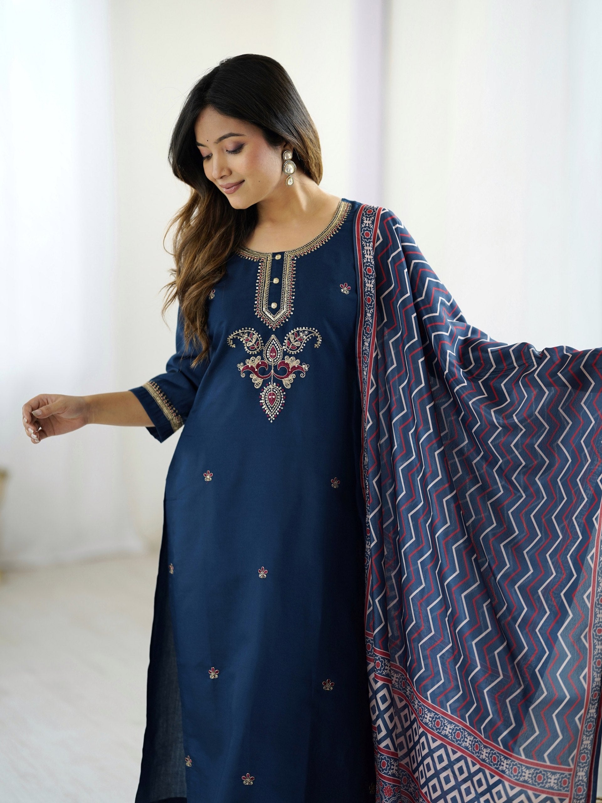 Chanderi Kurta Pant with Dupatta