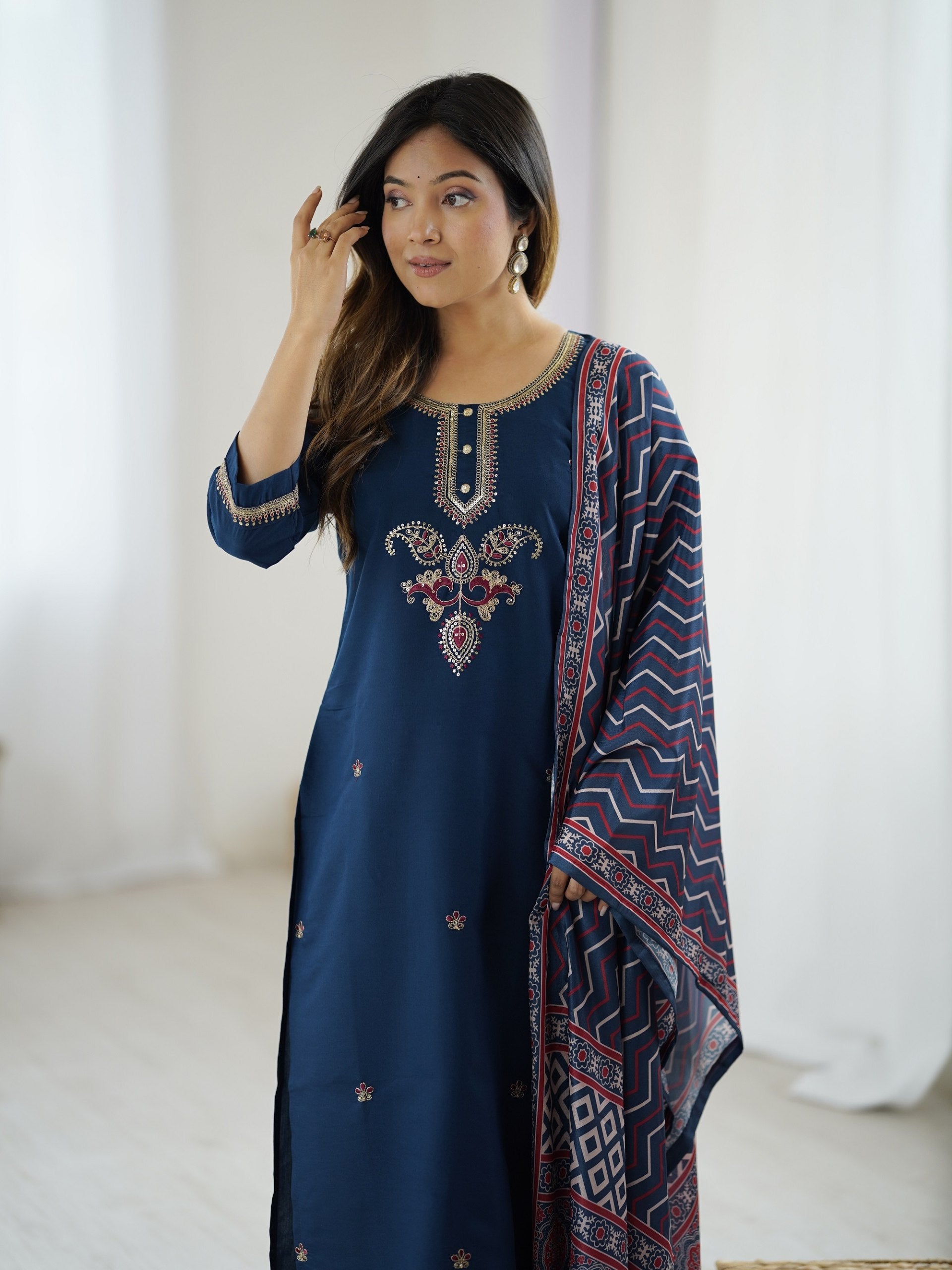 Chanderi Kurta Pant with Dupatta