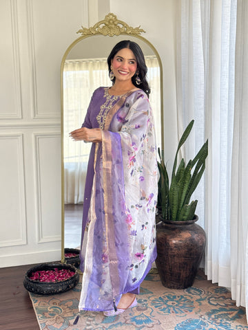 Chanderi Kurta Pant with Dupatta