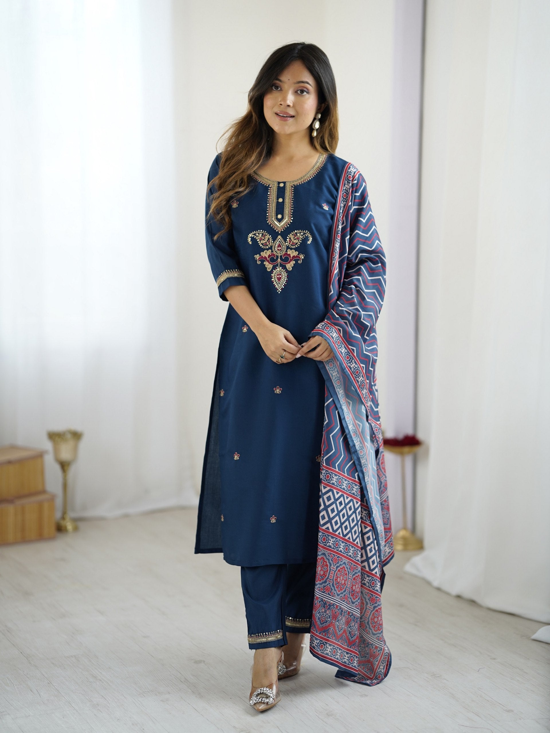 Chanderi Kurta Pant with Dupatta