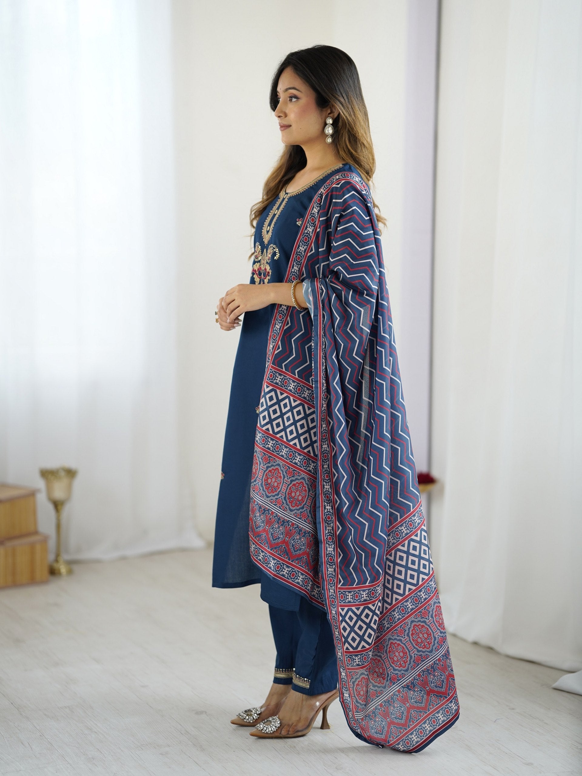 Chanderi Kurta Pant with Dupatta