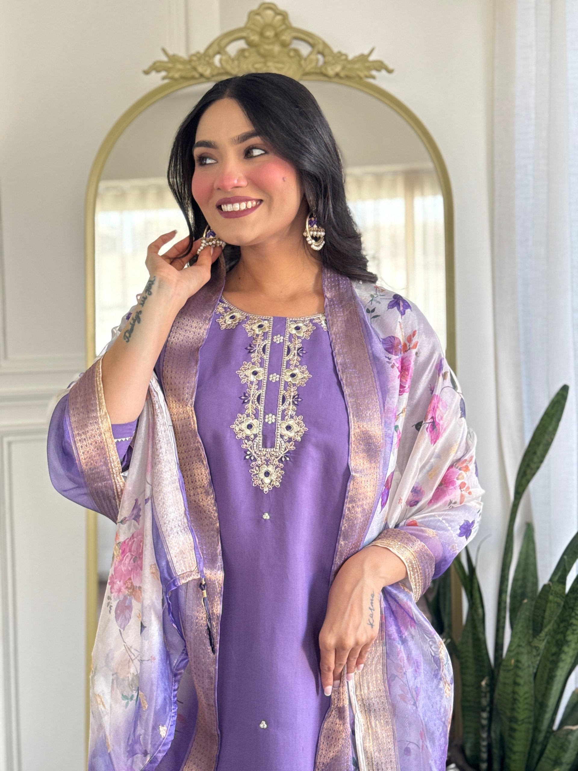 Chanderi Kurta Pant with Dupatta