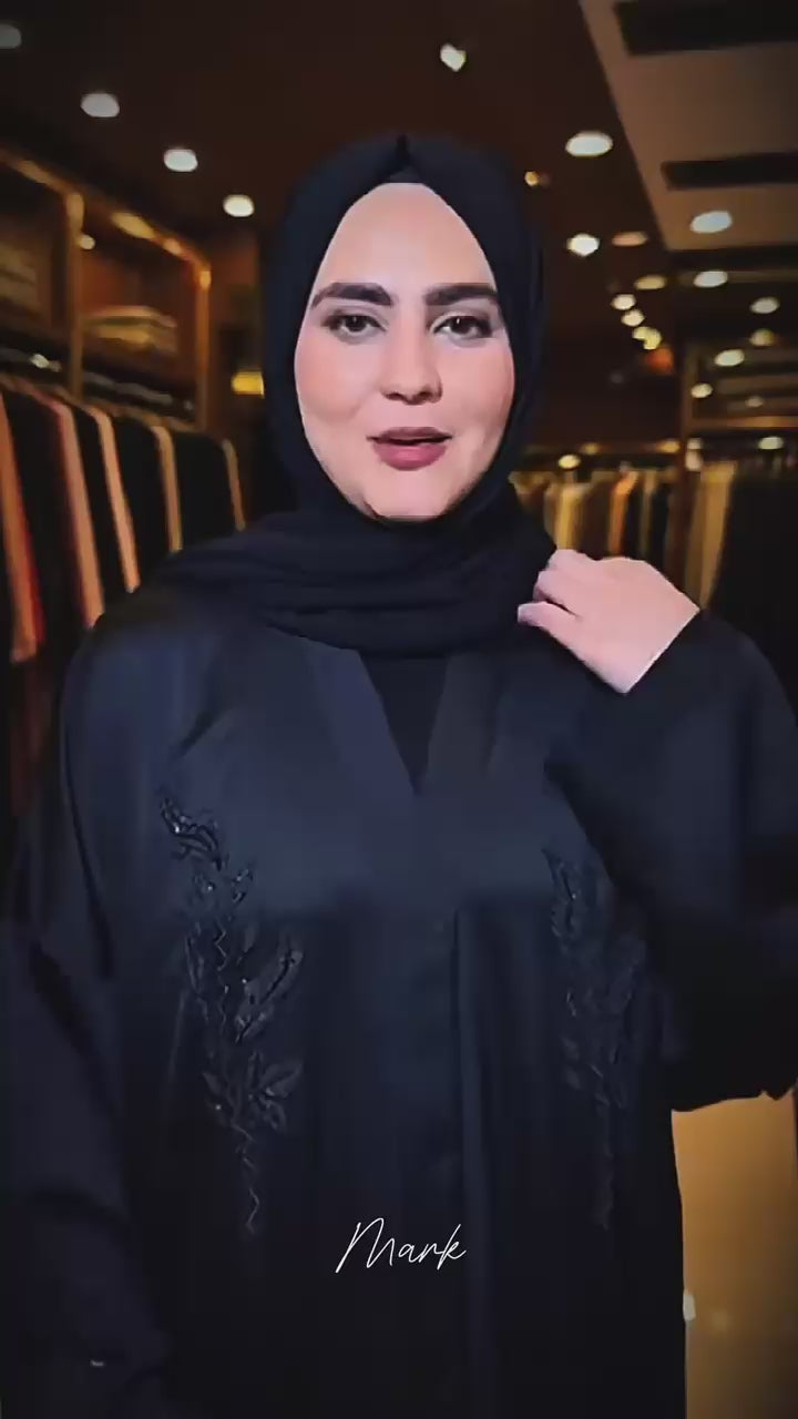 Fabric Fancy Handwork Front-Open burqa