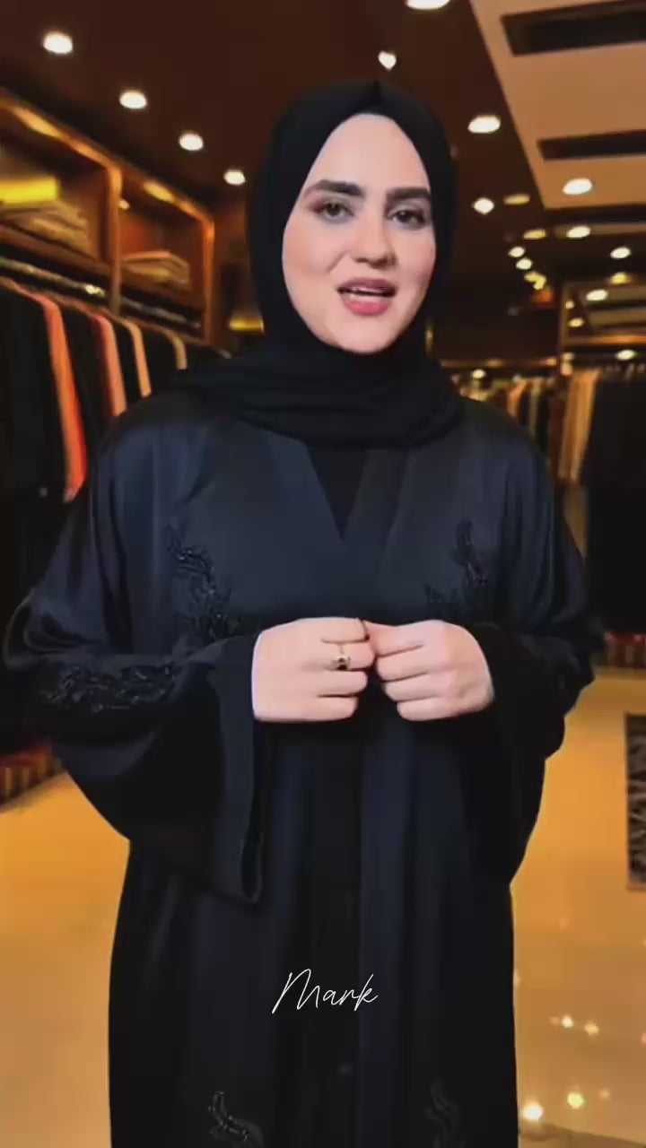 Fabric Fancy Handwork Front-Open burqa
